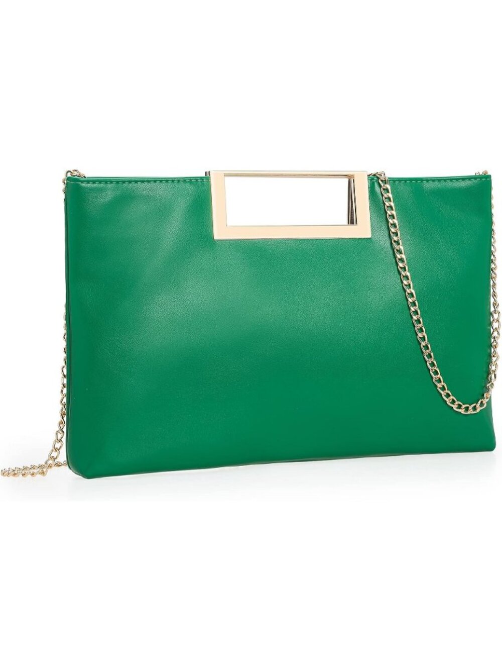 Women's Green PU leather Evening Clutch Handbag Stylish Convertible Purse